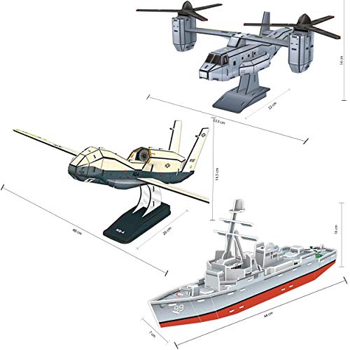 Maestro 120595 3D-Puzzle-Modelle Aircraft Mv/Naval Zerstörer Arleigh Burke/Drohne-50/50/50 Teile Respektiv, Satz von 3, 3er-Pack-Luftfahrt von Maestro