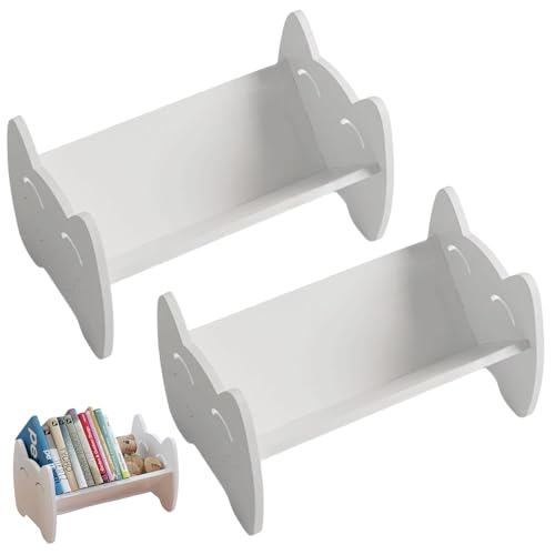 Mafagwre Kinder-Bücherregal, 2 Er Kinder-Bücherregal, Weißes Schreibtisch-Bücherregal, Aufbewahrungsständer, Kinderregal Für Buchaufbewahrung, Schreibtisch-Organizer Für Bücher (A) von Mafagwre
