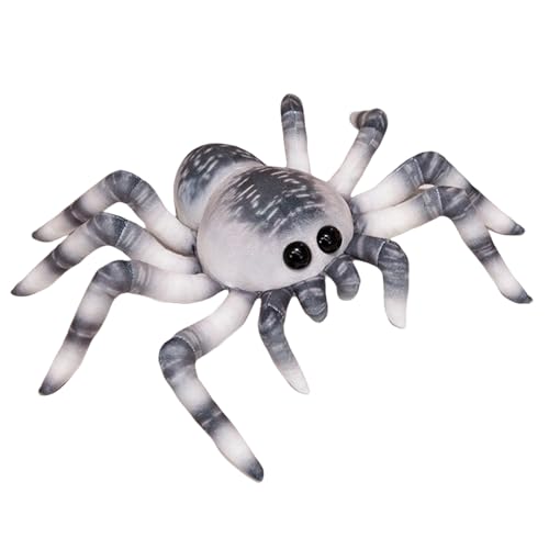Mafagwre Niedliches Spinnen-Plüschtier, Halloween Cartoon Spinne Plüschtier, 20cm Simulation Spinnenpuppe Wurfkissen, Kleine Heimdekoration, Geschenk Für Erwachsene Und Kinder (Grey) von Mafagwre