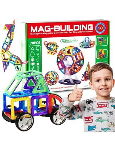 MagBuilding Carnival Set - 78 teilig - magnetische Bausteine - Bildungsspielzeug für Kinder ab 36 Monate zur Förderung von Feinmotorik und Vorstellungskraft MagBuilding Carnival Set - 78 teilig - magnetische Bausteine - Bildungsspielzeug für Kinder ab 36 Monate zur Förderung von Feinmotorik und Vorstellungskraft von Mag-Building