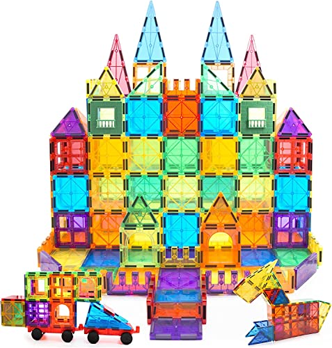 MagHub Magnet Toys Magnetic Tiles, 125 PCS Magnetic Building Blocks Set for Boys Girls Preschool Educational Construction Kit Magnet Stacking Toys for Kids Toddlers Children von MagHub