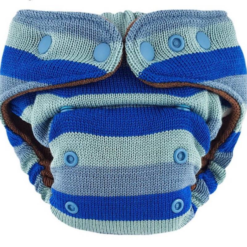 Magabi gestrickte Wollüberhose One Size - Blue Stripes von Magabi