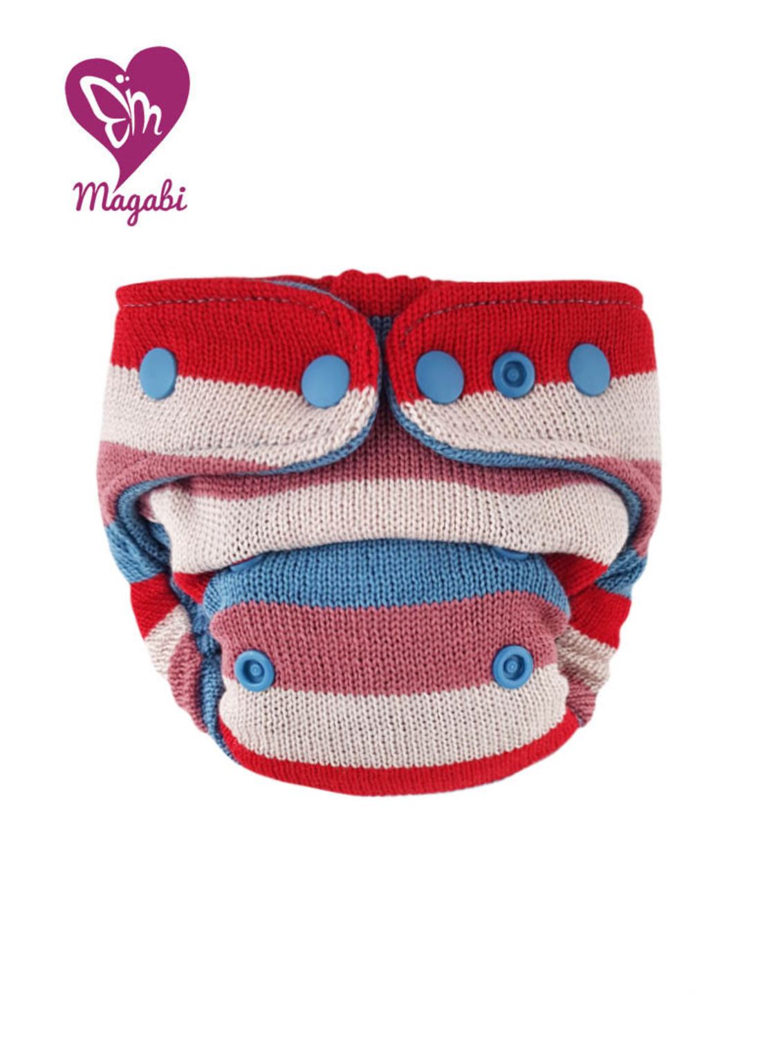 Magabi gestrickte Wollüberhose für Neugeborene - Rot-Blau-Weiß gestreift Magabi gestrickte Wollüberhose für Neugeborene - Rot-Blau-Weiß gestreift von Magabi