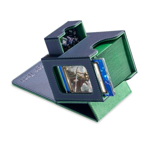 Mage Tech Card Deck Box für MTG Commander – Patentiertes Design, Commander Display, passend für 100 Doppelarmkarten, 35pt Card Brick & Dice Tray - Blau/Grün Mage Tech Card Deck Box für MTG Commander – Patentiertes Design, Commander Display, passend für 100 Doppelarmkarten, 35pt Card Brick & Dice Tray - Blau/Grün von Mage Tech
