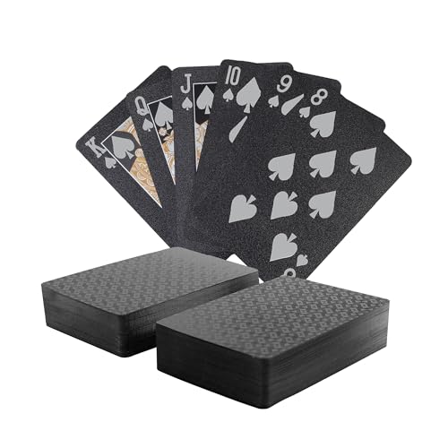 MageJoy 2 Deck Black Playing Cards - HD Spielkarten 54 Blatt, Spielkarten Poker Plastik - Wasserfestes Kartenspiel MageJoy 2 Deck Black Playing Cards - HD Spielkarten 54 Blatt, Spielkarten Poker Plastik - Wasserfestes Kartenspiel von MageJoy