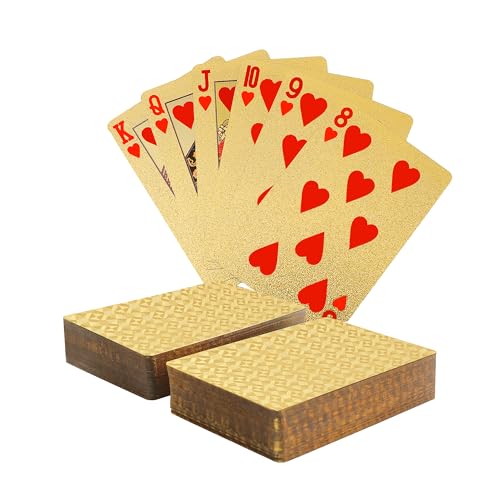 MageJoy 2 Decks Gold Playing Cards - HD Spielkarten 54 Blatt, Spielkarten Poker Plastik - Wasserfestes Kartenspiel MageJoy 2 Decks Gold Playing Cards - HD Spielkarten 54 Blatt, Spielkarten Poker Plastik - Wasserfestes Kartenspiel von MageJoy