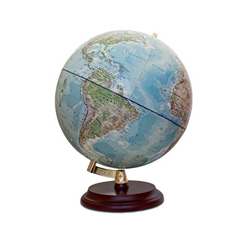 Magellan Vasa Globus mit politischem Kartenbild oder handkaschiert, freistehend ohne Meridian Durchmesser 32 cm, Globus mit rotbraunem Holzfuß Maßstab 1:40.000.000 handkaschiert 32 cm von Magellan Expedition