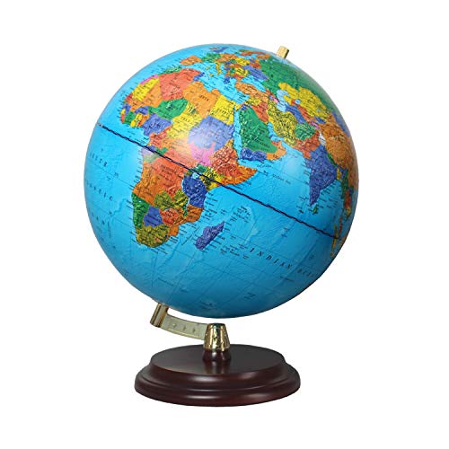 Magellan Vasa Globus mit politischem Kartenbild oder handkaschiert, freistehend ohne Meridian Durchmesser 32 cm, Globus mit rotbraunem Holzfuß Maßstab 1:40.000.000 politisches Kartenbild 32 cm von Magellan Expedition