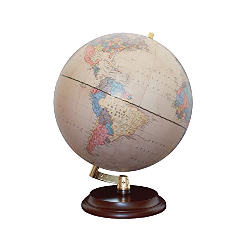 Magellan Vasa Globus mit politischem Kartenbild oder handkaschiert, freistehend ohne Meridian Durchmesser 32 cm, Globus mit rotbraunem Holzfuß Maßstab 1:40.000.000 politisches Kartenbild antik 32 cm von Magellan Expedition