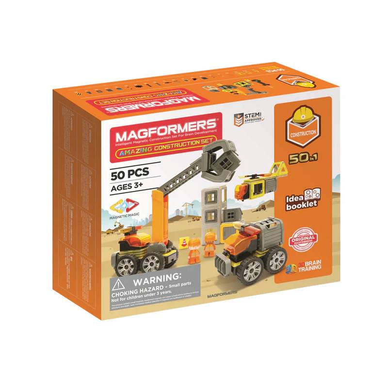 Magnet-Bausatz MAGFORMERS 278-57 AMAZING CONSTRUCTION SET 50-teilig in orange von Magformers