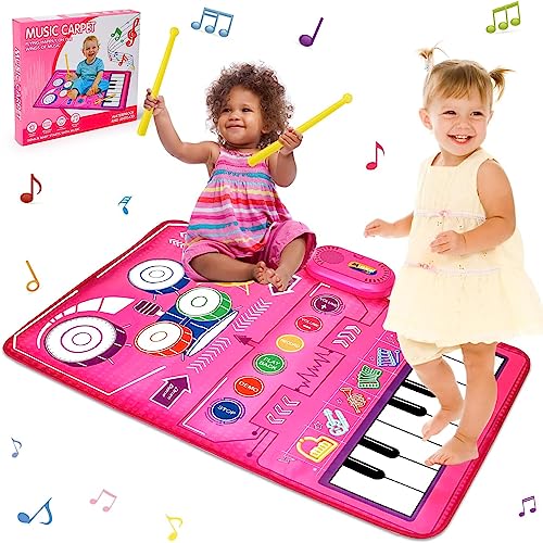 2 in 1 Musikspielzeug für Kleinkinder 1-3 Klavier Keyboard&Drum Matte, Musik Sensor Spiel Matte Baby Spielzeug für 1-Jahr alte Entwicklung Kleinkind Mädchen Spielzeug Alter 1-2 von Maggidea