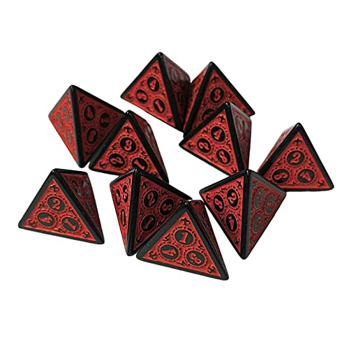 10 Stück Acryl D4 Würfel 4-seitige Spielwürfel Matheunterricht RPG Party Spielzeug Mehrseitige Würfel, Rot von MagiDeal