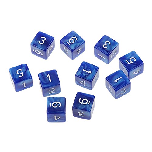 10 Stück Sechsseitige Würfel D6 Würfel Multi-seitig Würfel Spielwürfel Würfel - Blau, 16mm von MagiDeal