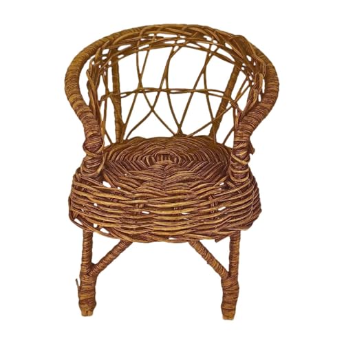 MagiDeal 1/12 Puppenhaus Rattanstuhl Miniaturmodell Mini Gartenstuhl Ornamente Miniatur gewebte Möbel für Puppen für Szenendekor von MagiDeal