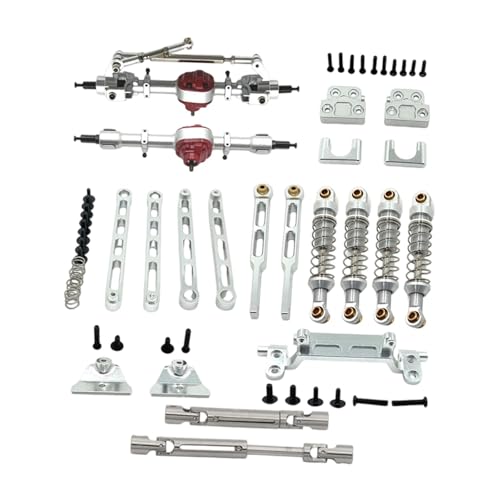 MagiDeal 1/12 RC-Auto-Achsensatz, Zugstangen, robuste, leistungsstarke, zu installierende Verbindungsstangen, Stoßdämpfer für MN82 MN82T RC-Fahrzeuge, Silber von MagiDeal