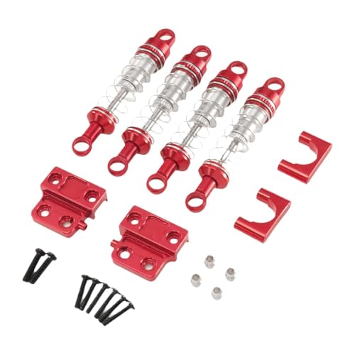 MagiDeal 1/12 RC Auto Stoßdämpfer Set Verbesserte Kits Metall Komponenten Armaturen Schock Halter für MN82 82S 82Pro Modell LKW DIY ACCS, Rot von MagiDeal