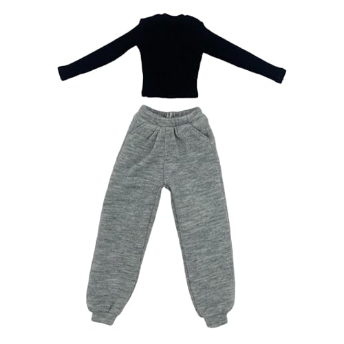 MagiDeal 1/6 weibliche Puppenkleidung, Bottoming -Hemd mit Hosen, Outfit Basic handgefertigtes Kostüm für 12 'Zoll weibliche Actionfigur, Grau Und Schwarz von MagiDeal