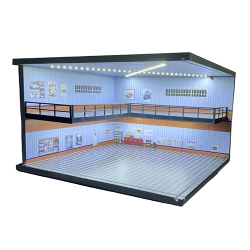 MagiDeal 1/64 Diorama Autoparkplatz LED-Vitrine mit Licht Doppelschichtige Simulation Organizer Sammlung Parkhaus, Style B von MagiDeal