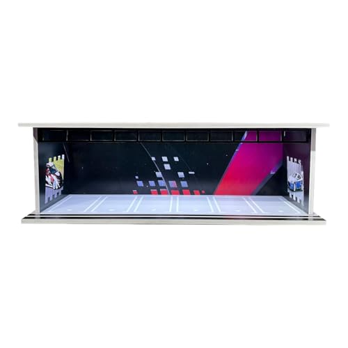 MagiDeal 1/64 Fahrzeugmodell-Vitrine mit LED-Leuchten, Simulations-Parkplatz-Vitrine mit Parkplatz-Szene für Sammler, Schwarz von MagiDeal