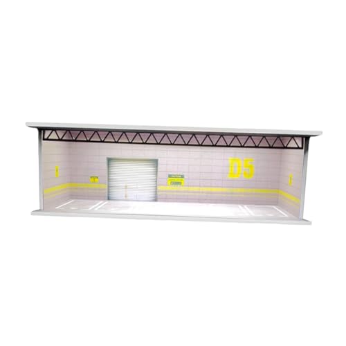 MagiDeal 1/64 Modellauto-Vitrine, Vitrine, Organizer, DIY-Montage mit LED-Licht, Dekoration, Miniaturszene, Modell, Parkplatzszene, Style B von MagiDeal