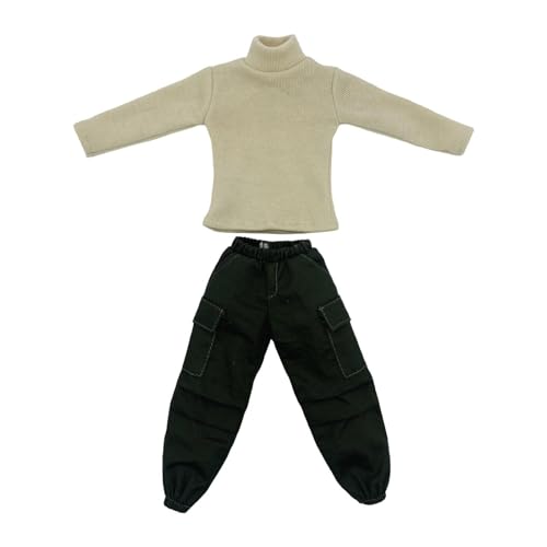 MagiDeal 1: 6 männliche Freizeitkleidung Outfits Accessoire Kleidung Rollkragenpullover und Frachthosen für 12 -Zoll -BJD -Puppenkostüm, Beige von MagiDeal