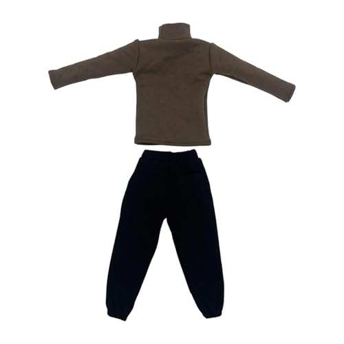MagiDeal 1: 6 männliche Freizeitkleidung Outfits Accessoire Kleidung Rollkragenpullover und Frachthosen für 12 -Zoll -BJD -Puppenkostüm, Dunkelbraun von MagiDeal
