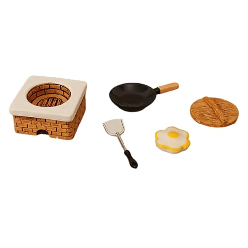 MagiDeal 1:12 Puppenhaus Herd Set Pretend Play Küche Zubehör Mini Kochen Spielen Set für Gebäude, Spiegeleier-Set von MagiDeal
