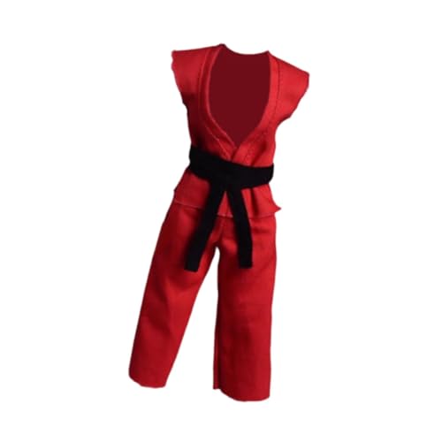 MagiDeal 1:12 Skala -Aktionsfiguren Samurai Kimono Outfits Puppendekor Kinder Erwachsene Geschenke Weichmodell Doll Kleidung 6 "Figuren Judo Uniform, Rot von MagiDeal