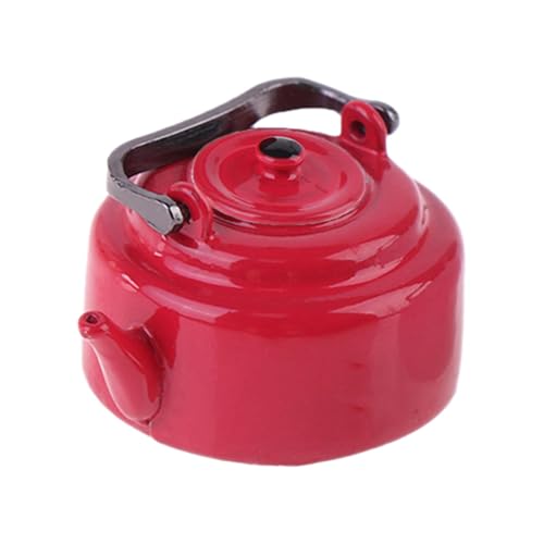 MagiDeal 1:12 puppenhaus Wasserkocher Pretend Play Küche Zubehör Mini Tee Topf Modell für Architektur, Rot von MagiDeal