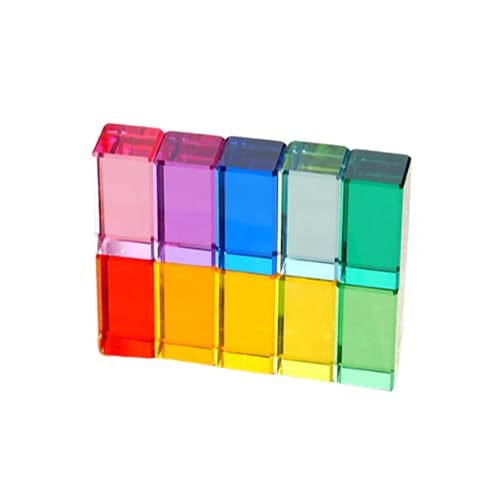MagiDeal 10 Stück Regenbogen-Bausteine, sensorisches Trainingsspielzeug, Geburtstagsgeschenke, Lernen, Farbe, Licht, Schatten, Stapelspielzeug für von MagiDeal