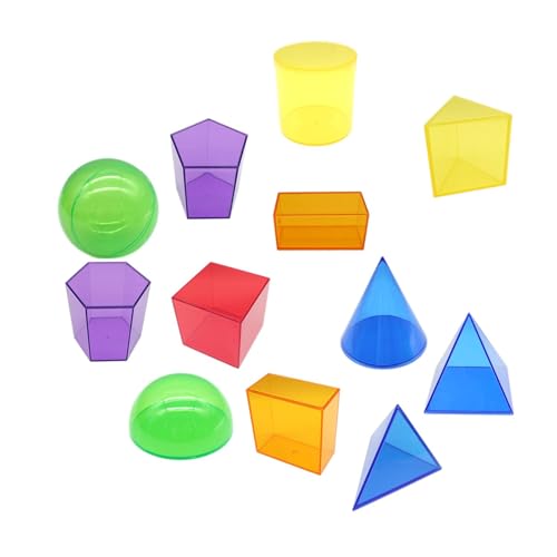MagiDeal 12x 3D-Formen Geometrische Körper Lernspielzeug Bunte Geometrische Formen Blöcke Set für Kindergarten Grundschulkinder Geschenk von MagiDeal