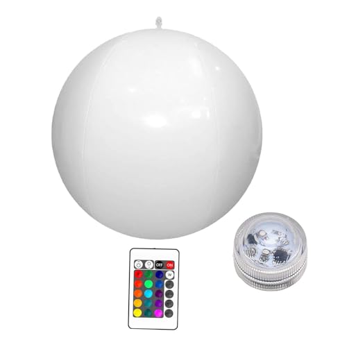 MagiDeal 15,75'' aufblasbarer Strandball mit 16 Lichtmodi, wasserdichtes Poolspielzeug, leuchtende Strandbälle für Urlaub, Sommer, Terrasse, Hinterhof von MagiDeal