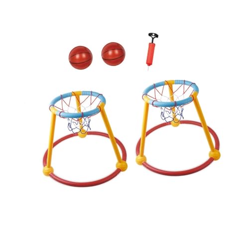 MagiDeal 2 Stück schwimmende Pool-Basketballkörbe, interaktives Pool-Spielzeug, tragbares Übungs-Schwimm-Basketballkorb-Set für und Erwachsene von MagiDeal