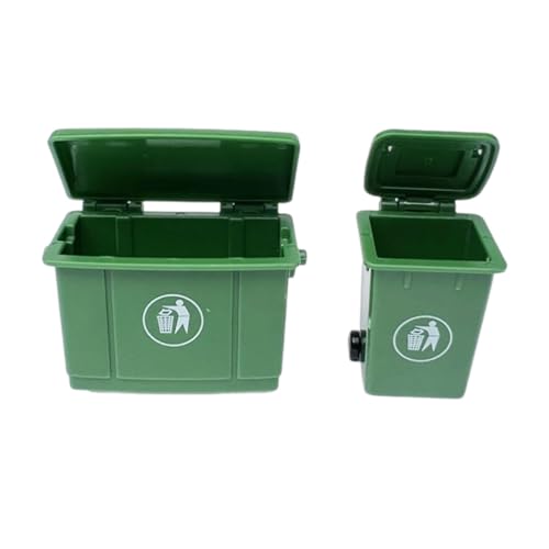 MagiDeal 2 Stücke 1/12 Puppenhaus Mülleimer Push Fahrzeuge Mülltonnen Zubehör Mülleimer Modell Foto Requisiten Leben Szene Modell von MagiDeal