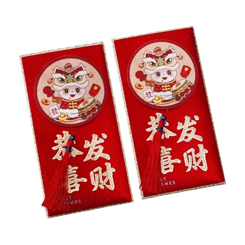 MagiDeal 2 X Rote Umschläge Zum Chinesischen Neujahrsfest, Rote Päckchen, Hongbao Grußkartenumschläge, Glücksgeldumschläge für Das Frühlingsfest, GongXiFaCai von MagiDeal