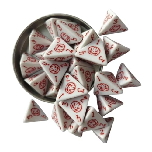 MagiDeal 25x Acrylic D4 Dices Mehrseitige Dices Polyedrale Zices Set 4 -seitig -Spiele -Spieler für Mathematikunterrichtszubehör -Accessoires, Weiß von MagiDeal
