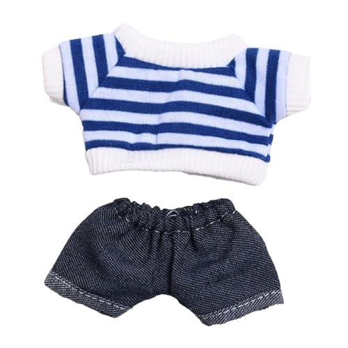 MagiDeal 2X Mini-Puppenkleidung, Mädchen-Puppenkleidung, gestreiftes Kleidungsset, Geschenk-Puppen-Shorts-Outfits, süßer Puppenkleidungsanzug für Plüschpuppen, Blau MagiDeal 2X Mini-Puppenkleidung, Mädchen-Puppenkleidung, gestreiftes Kleidungsset, Geschenk-Puppen-Shorts-Outfits, süßer Puppenkleidungsanzug für Plüschpuppen, Blau von MagiDeal