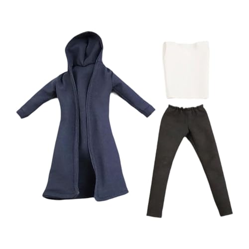 MagiDeal 3 Stück 1/12 Windmantel und Hosenweste, handgefertigte Kleidung, Miniatur-Modell-Modepuppenzubehör für 6-Zoll-Figuren von MagiDeal
