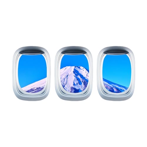 MagiDeal 3 Stück Flugzeug-Fensteraufkleber, Flugzeugflügel-Aufkleber, Moderne Dekoration, Wandaufkleber, PVC-Tapete für Wohnzimmer, Badezimmer, Vulkan Fuji von MagiDeal