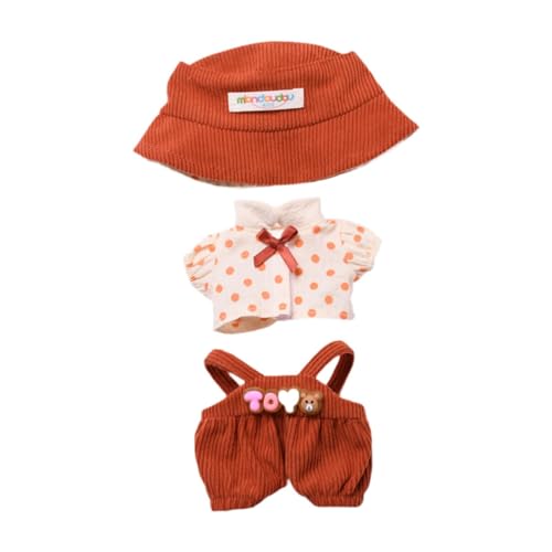 MagiDeal 3X Puppen-Hosenträgerhose mit T-Shirt-Mütze für 15–17 cm große Puppen, Orange von MagiDeal