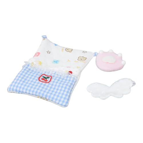 MagiDeal 3X Puppenbettwäsche Set für 10 cm Puppen, Quiltkissen und Augenmaske dekorative süße Rolle Spielen Puppenbettzubehör tun Spiele Spielen von MagiDeal
