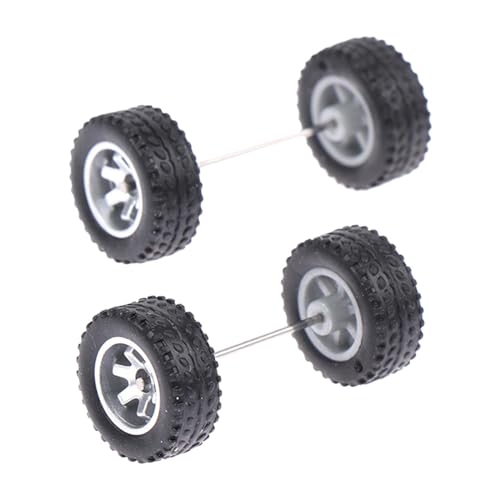 MagiDeal 4 Stück 1/64 Räder Simulationsmodell Autoräder Reifen Ersatzteile mit Autoradachsen für RC Truck Erwachsene Jungen, Argent B von MagiDeal