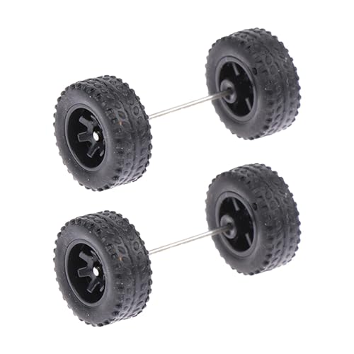 MagiDeal 4 Stück 1/64 Räder Simulationsmodell Autoräder Reifen Ersatzteile mit Autoradachsen für RC Truck Erwachsene Jungen, Schwarz von MagiDeal