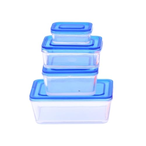 MagiDeal 4X 1/12 Puppenhaus Bento Lunchbox Miniatur-Vorratsbehälter für Lebensmittel mit Deckel, Blau von MagiDeal