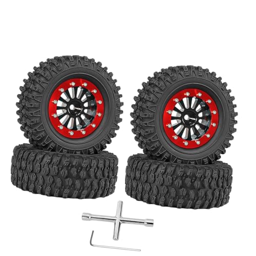 MagiDeal 4X RC-Räder und -Reifen RC-Crawler-Autoreifen RC-Teil Einfach zu installierende Ersatz-RC-Reifen und -Felgen für 1:18 RC-Crawler-Auto DIY, Schwarz Rot MagiDeal 4X RC-Räder und -Reifen RC-Crawler-Autoreifen RC-Teil Einfach zu installierende Ersatz-RC-Reifen und -Felgen für 1:18 RC-Crawler-Auto DIY, Schwarz Rot von MagiDeal