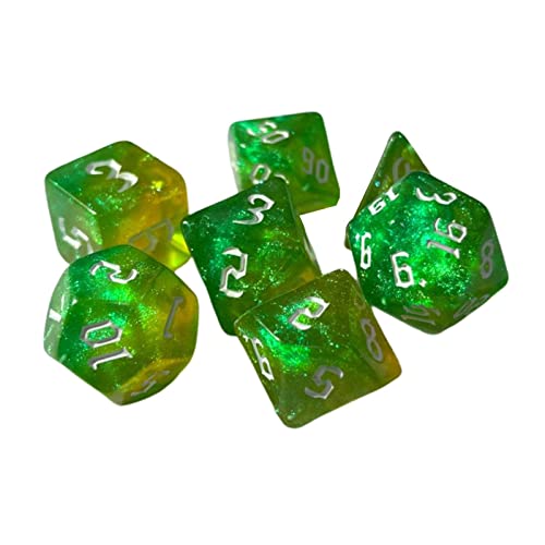 MagiDeal 7 Teiliges Polyedrisches Würfel Unterhaltungsspielzeug D4 D20 für Partyspiel, Gelbgrün von MagiDeal