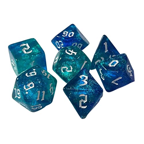 MagiDeal 7 Teiliges Polyedrisches Würfel Unterhaltungsspielzeug D4 D20 für Partyspiel, Grün blau von MagiDeal