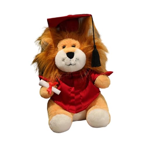 MagiDeal Abschluss Löwenpuppe Stofftiere Hand Craft Art Crafts Figur Ornament für Abschlussgeschenke Party Jungen Erwachsene Sammlerstücke, Rot von MagiDeal