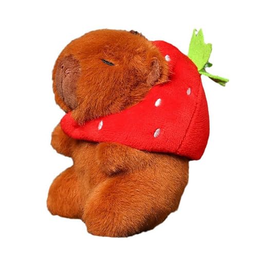 MagiDeal Capybara Plüsch-Schlüsselanhänger, Spielzeug, Capybara-Anhänger, lustig, weich, Ornament, Rucksack, Geldbörse, Anhänger, Puppen für Kinder, Erdbeere von MagiDeal
