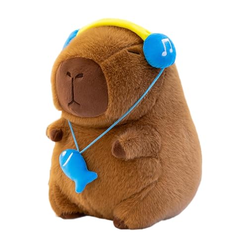 MagiDeal Capybara Stoffed Animal Toy Capybara Plushie Plüsch Puppengeschenkparty bevorzugt Kinder süßes weiches Mädchen Geschenk 30 cm Capybara Plüschspielzeug, Kopfhörer Gesetzt von MagiDeal